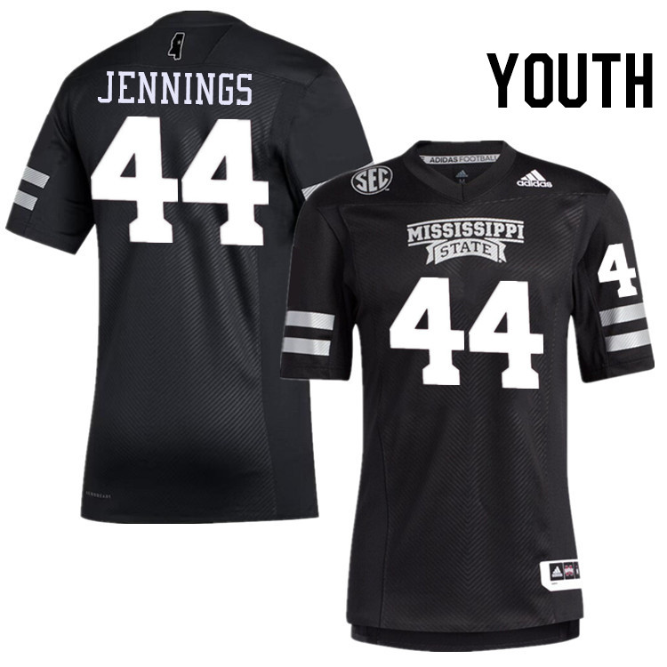 Youth #44 Branden Jennings Mississippi State Bulldogs College Football Jerseys Stitched-Black